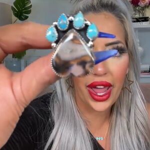 Sterling silver Paw Ring. Turquoise and agate size 7. NWT.